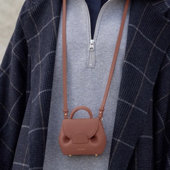 NIB NWT Polene Numero Un Micro Textured Blush Bag purse crossbody shoulder strap - Picture 8 of 13